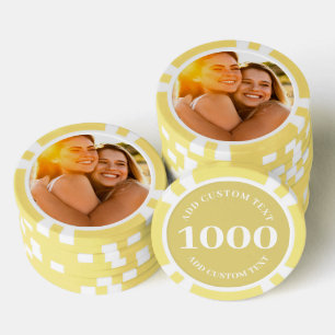 Lot De Jeton De Poker Photo Personnalisée Jeu de Valeur Jaune Numéroté 1