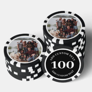 Lot De Jeton De Poker Photo personnalisée Noir numéroté 100 jeu de valeu