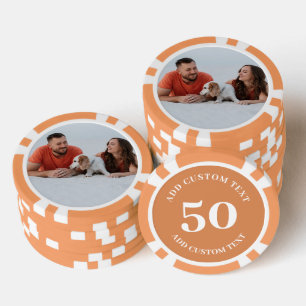Lot De Jeton De Poker Photo personnalisée Orange numéroté 50 jeu de vale