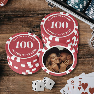 Lot De Jeton De Poker Photo Rouge 100 Numérotée