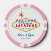 Lot De Jeton De Poker Pink Las Vegas Wedding Favor (Recto)