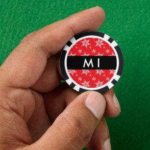 Lot De Jeton De Poker Pneus blancs, Rouge, Votre nom, Personnaliser