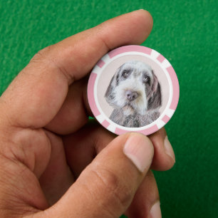 Lot De Jeton De Poker Pointing à poils durs Peinture Griffon - Art Chien