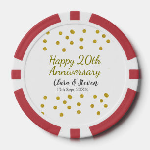 Lot De Jeton De Poker Points dorés scintillent joyeux 20e anniversaire d