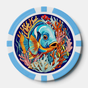 Lot De Jeton De Poker Poissons Tropicaux Couleurs Vives Vibes d'Été