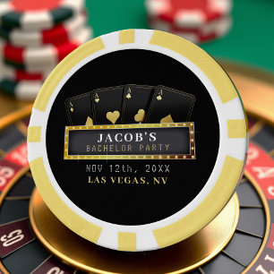 Lot De Jeton De Poker Poker As d'Or & Noir Enterrement de Vie de Garçon
