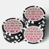 Lot De Jeton De Poker Poker chips with a vibrant pink floral pattern (Empiler)