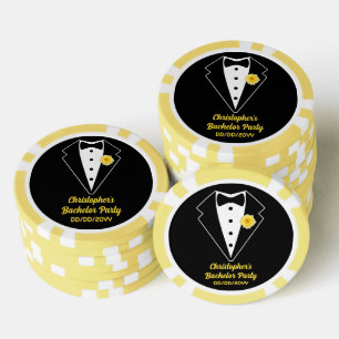 Lot De Jeton De Poker Poker Party de Bachelor Smoking Rose Jaune 