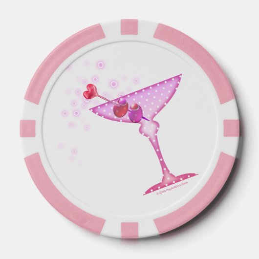 LOT DE JETON DE POKER POKER PERSONNALISÉ - MARTINI ROSE (Recto)