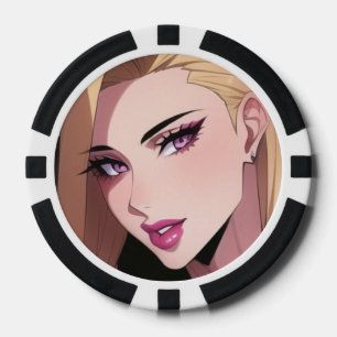 Lot De Jeton De Poker Portrait de fille Webtoon blonde glamour