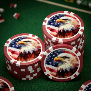 Lot De Jeton De Poker Portrait majestueux de l'aigle américain avec le d