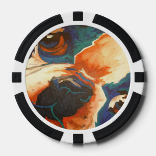 Lot De Jeton De Poker Portrait pour animaux de compagnie français Bulldo