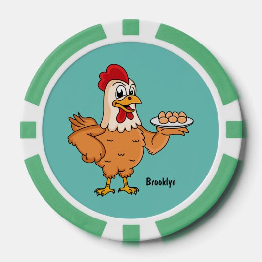 Lot De Jeton De Poker Poulet avec oeufs sur plaque de dessin animé (Recto)