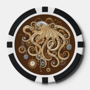 Lot De Jeton De Poker Poulpe Steampunk Rétro Fantastique Mécanique