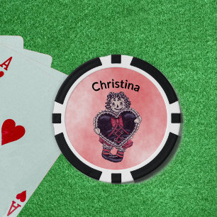 Lot De Jeton De Poker Poupée en tissu gothique avec cheveux en fil noir,