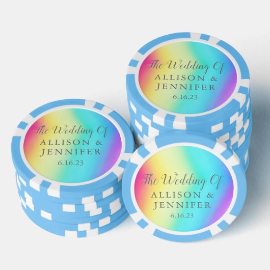 Lot De Jeton De Poker Pretty Rainbow Personalized Wedding (Empiler)