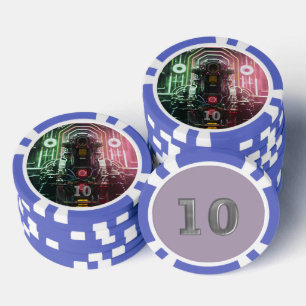 Lot De Jeton De Poker Puce de poker 1 bleu 10 rayé