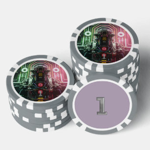 Lot De Jeton De Poker Puce de poker 1 gris 1 rayé