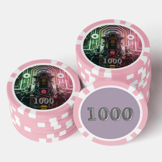 Lot De Jeton De Poker Puce de poker 1 rose 1000 rayé (Empiler)