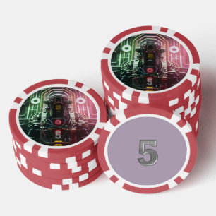 Lot De Jeton De Poker Puce de poker 1 rouge 5 rayé
