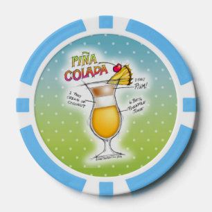 LOT DE JETON DE POKER PUCE DE POKER PERSONNALISÉE, RECETTE DE PINA COLAD