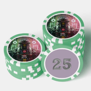 Lot De Jeton De Poker Puce de poker Robot 1 vert 25 rayé