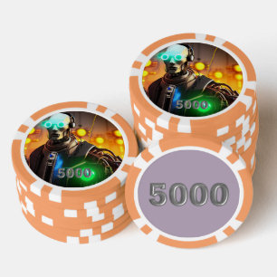 Lot De Jeton De Poker Puce de poker Robot 2 orange 5000 rayé