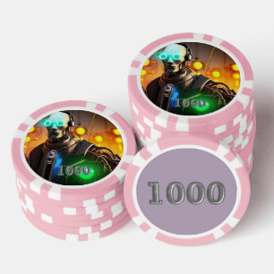 Lot De Jeton De Poker Puce de poker Robot 2 rose 1000 rayé