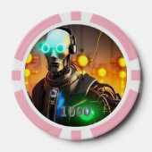 Lot De Jeton De Poker Puce de poker Robot 2 rose 1000 rayé (Recto)