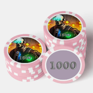 Lot De Jeton De Poker Puce de poker Robot 2 rose 1000 rayé