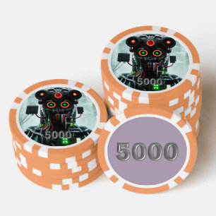 Lot De Jeton De Poker Puce de poker Robot 5 orange 5000 rayé