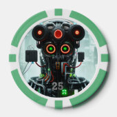 Lot De Jeton De Poker Puce de poker Robot 5 vert 25 rayé (Recto)
