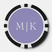 Lot De Jeton De Poker Purple and White | Modern Monogram (Recto)