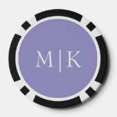 Lot De Jeton De Poker Purple and White | Modern Monogram (Verso)