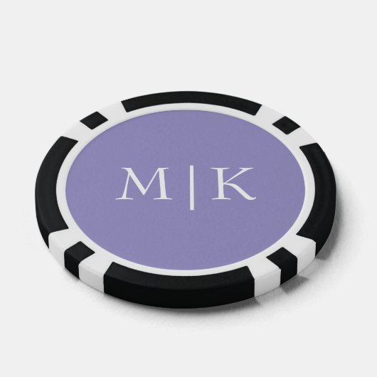 Lot De Jeton De Poker Purple and White | Modern Monogram (Simple)