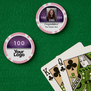 Lot De Jeton De Poker Purple Parties scintillant Photo Félicitations Soc