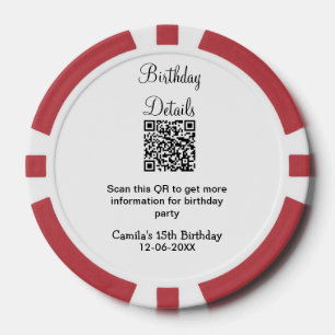 Lot De Jeton De Poker QR scanner anniversaire détails fête moderne 15 an