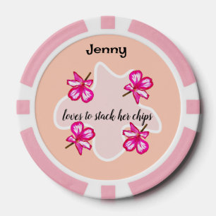 Lot De Jeton De Poker Quatre fleurs roses florales