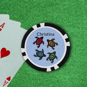Lot De Jeton De Poker Quatre tortues Abstraites aux coquilles colorées B