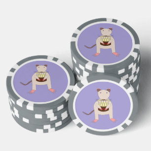 Lot De Jeton De Poker Rat de Siamese avec gâteau d'anniversaire