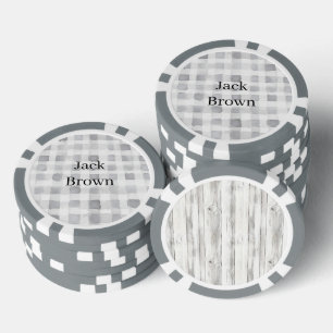 Lot De Jeton De Poker Rayures à carreaux gris blanc
