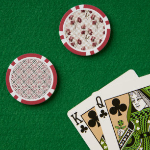 Lot De Jeton De Poker Rayures Crème Roses Rouges Fleurs