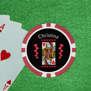 Lot De Jeton De Poker Reine à coeur rouge Carte à jouer Coeurs rouges No