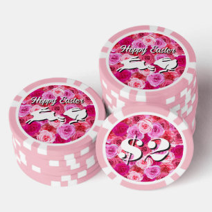 Lot De Jeton De Poker Remplisseur de panier de Pâques Lapins blancs Fleu