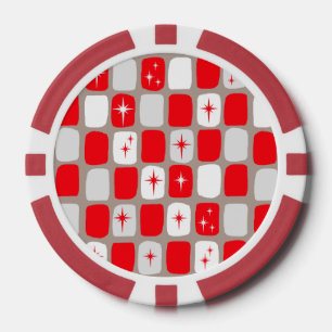 Lot De Jeton De Poker Retro Red Starbursts Poker Chips