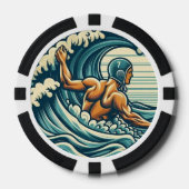 Lot De Jeton De Poker Retro Water-polo Player Poker Chips (Recto)