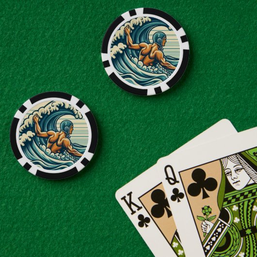 Lot De Jeton De Poker Retro Water-polo Player Poker Chips (Table de poker (double))