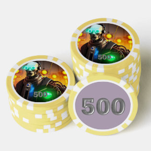 Lot De Jeton De Poker Robot 2 jaune 500 puce de poker rayé