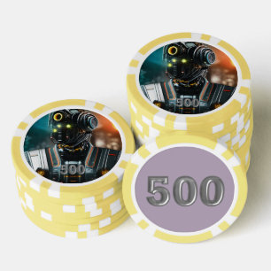 Lot De Jeton De Poker Robot 3 jaune 500 puce de poker rayé