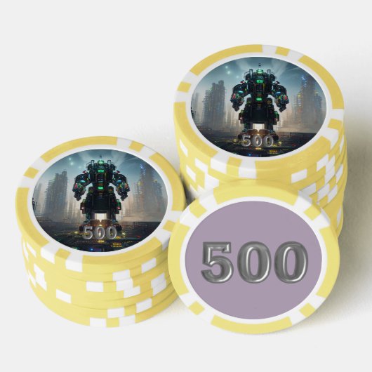 Lot De Jeton De Poker Robot 4 jaune 500 puce de poker rayé (Empiler)